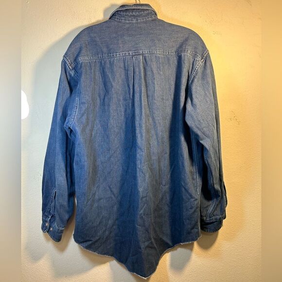 SHELTER ISLAND MENS FLANNEL SHACKET LARGE BLUE DENIM COAT EVERYDAY OUTDOORS - Picture 4 of 8